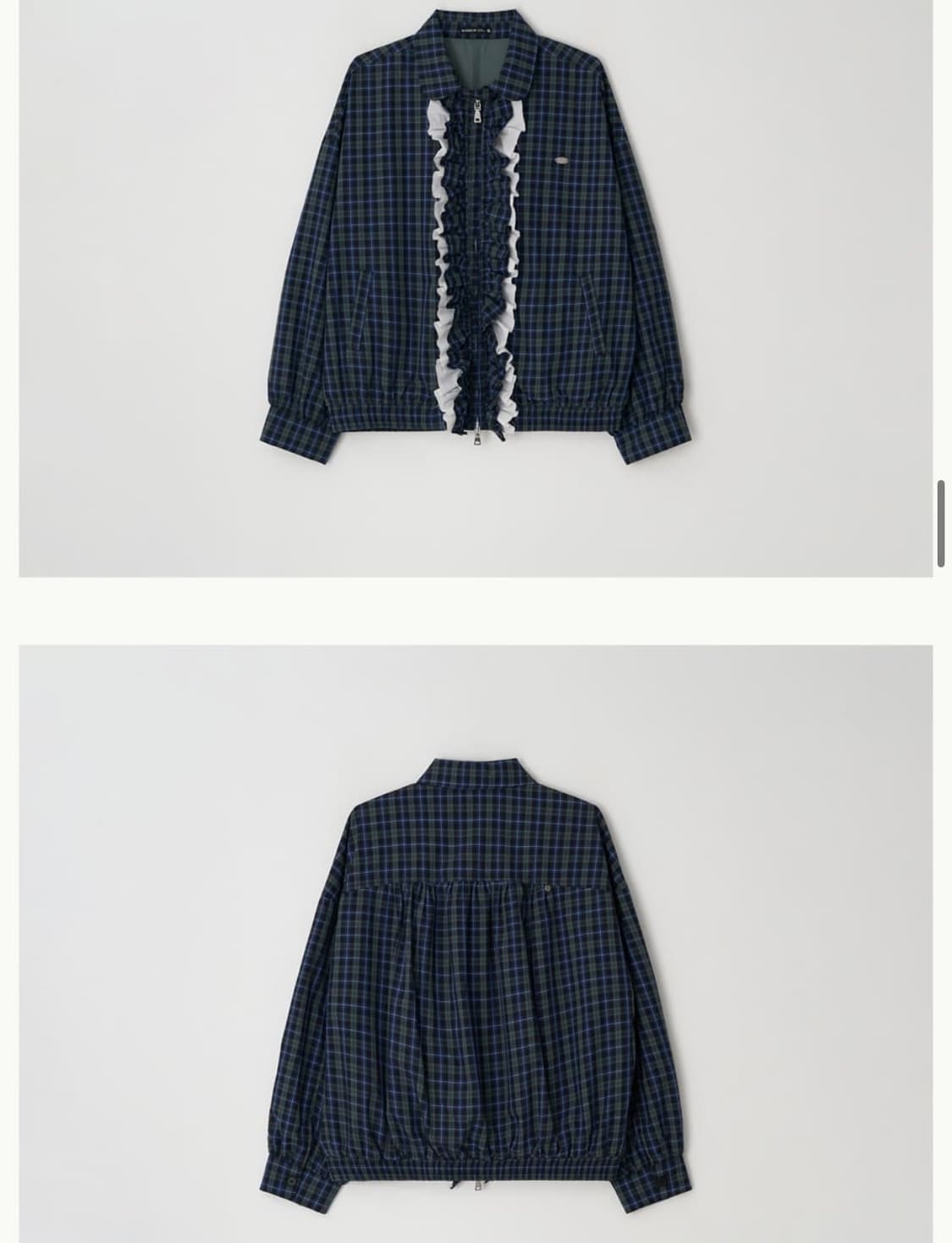 론론 자켓 VINTAGE RUFFLE BLOUSON GREEN CHECK 상품이미지3