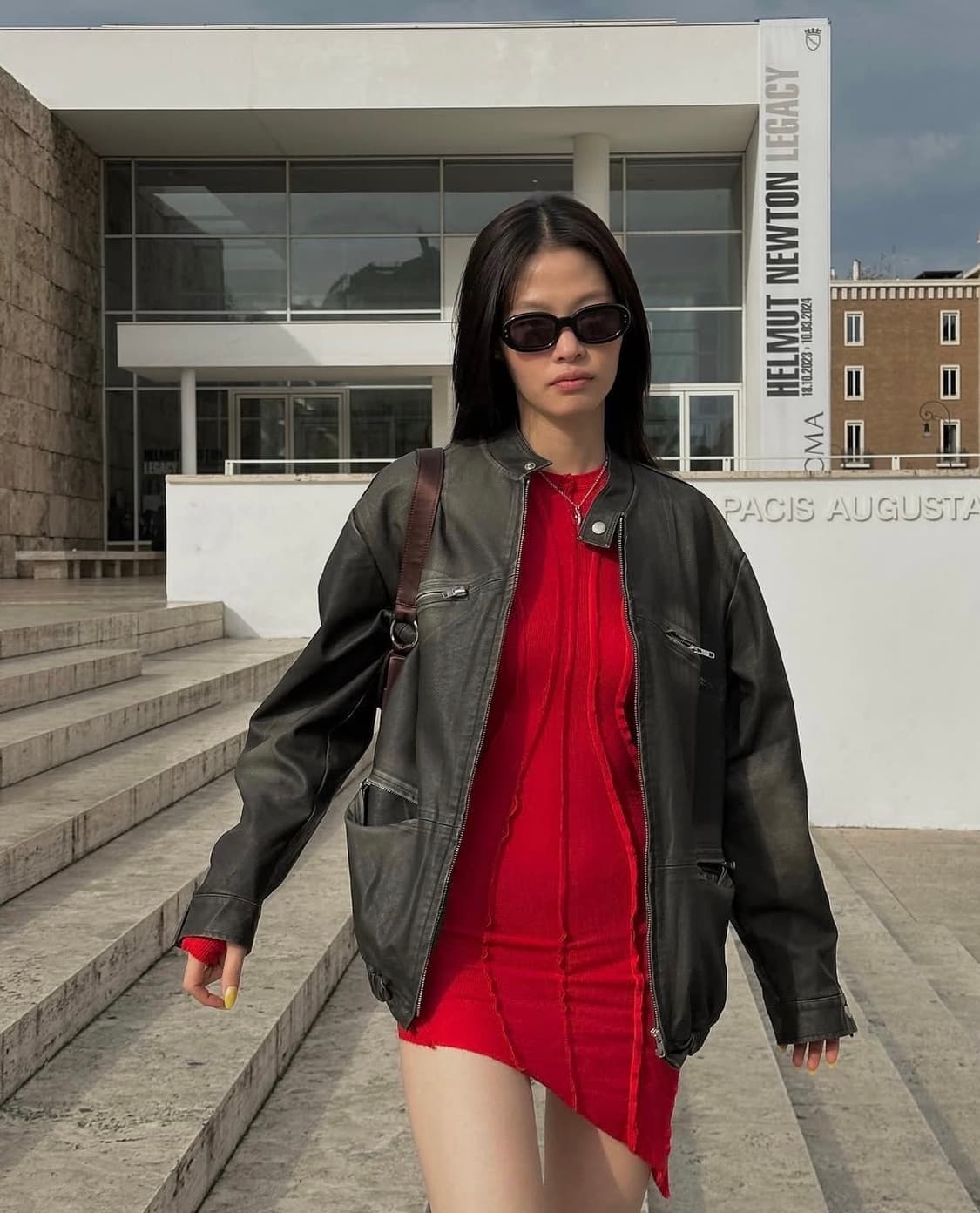 Samimirovintage 레드 롱슬리브 드레스 상품이미지2