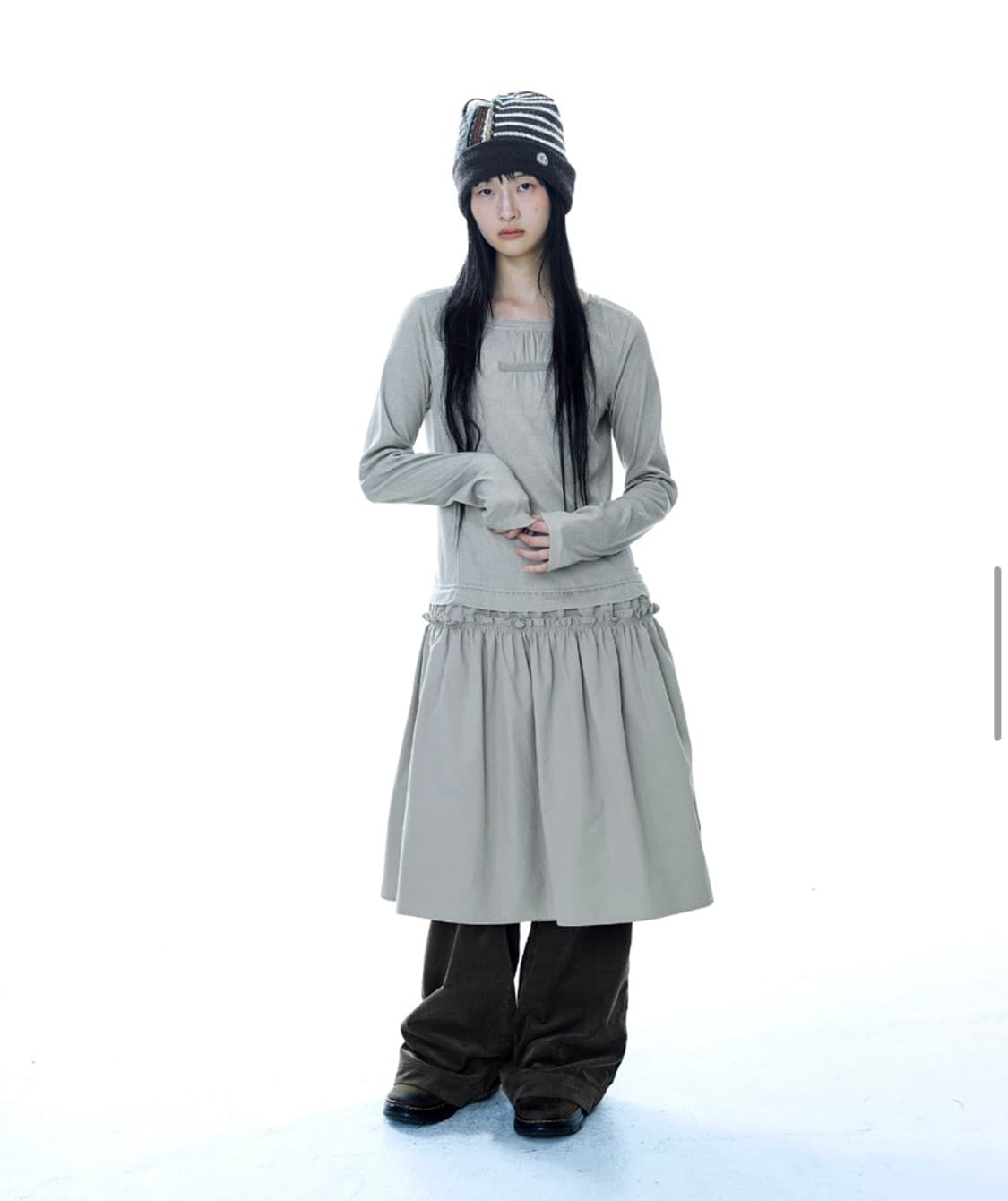 코이세이오 coyseio 투웨이 셔링 원피스 라이트 카키 상품이미지2