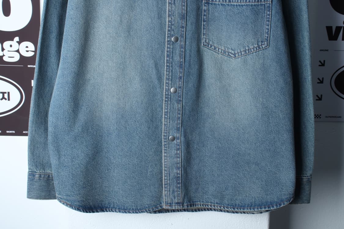 (L-XL) 에잇세컨즈 셔츠 남방 데님 청 워싱 아메카지-H33534 상품이미지4