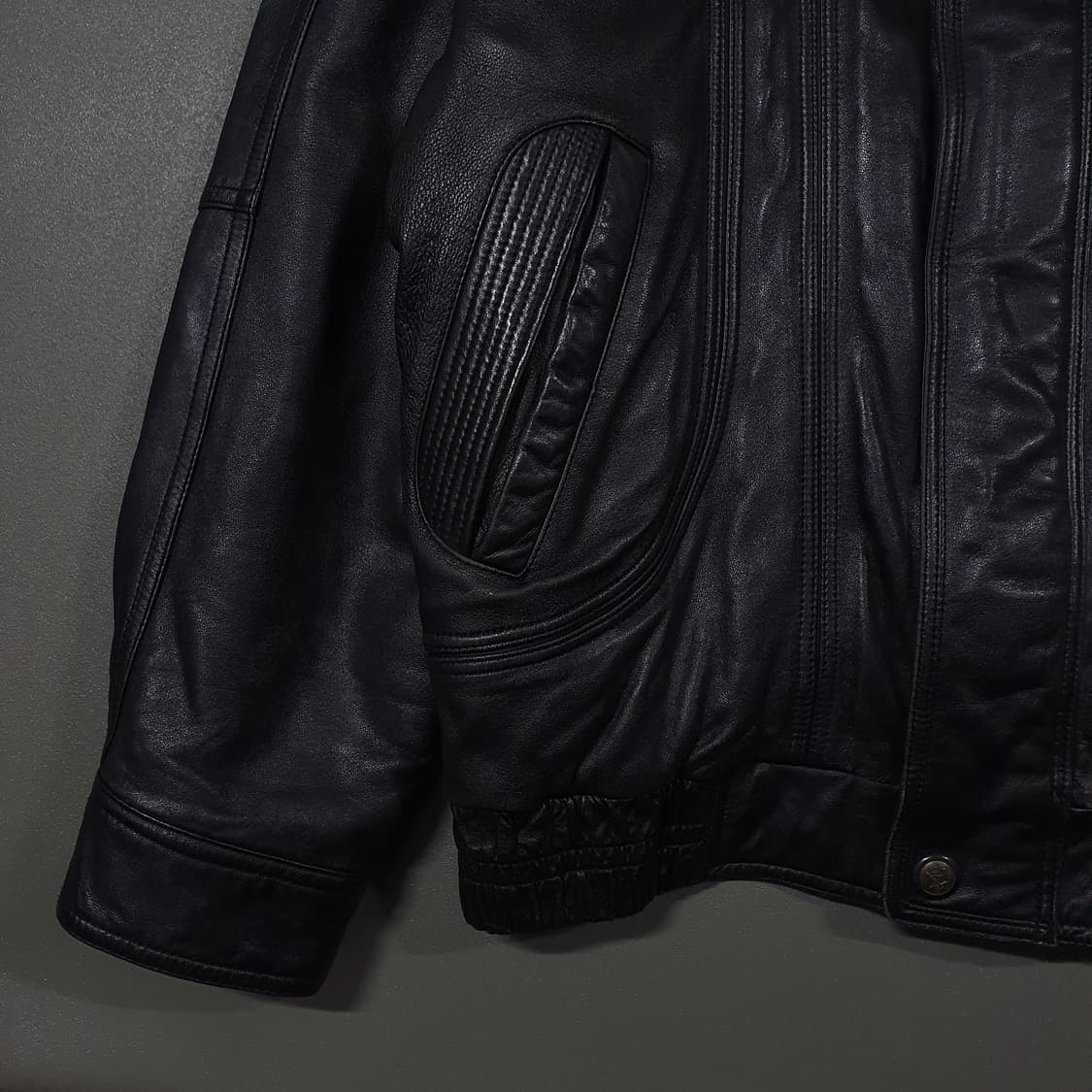 L (100) INDIAN 인디안 양가죽 블루종 레더 봄버 블랙 퍼 자켓 상품이미지3