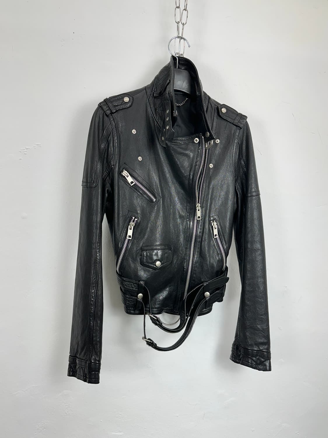 Belted 2-Way Lambskin Leather Jacket 상품이미지2