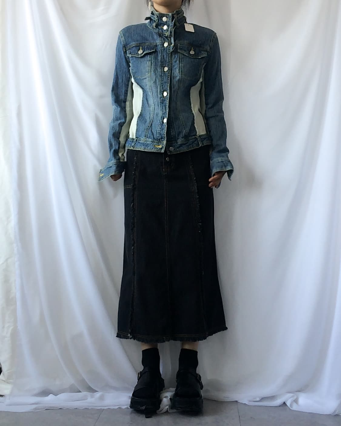 Side line layer denim jacket 상품이미지7