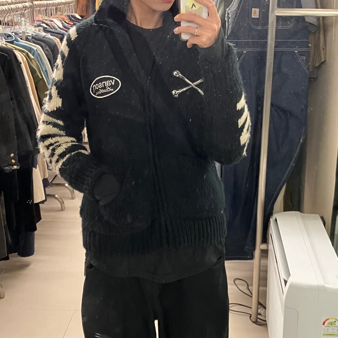 밴슨 레더 양털 니트 집업 M 상품이미지8