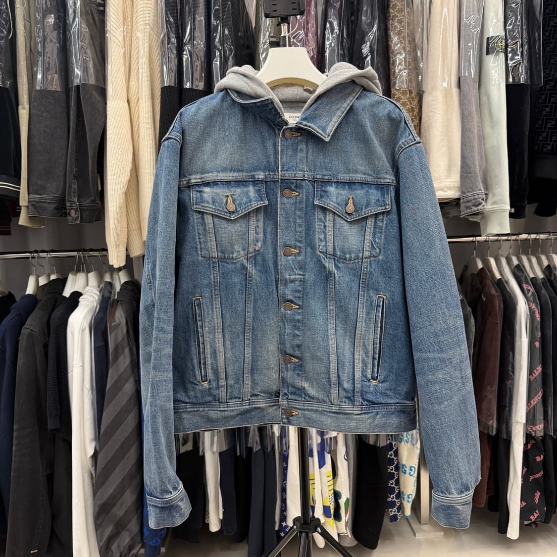 [리오브전포점] 셀린느 백로고 청 후드 데님 자켓 상품이미지3
