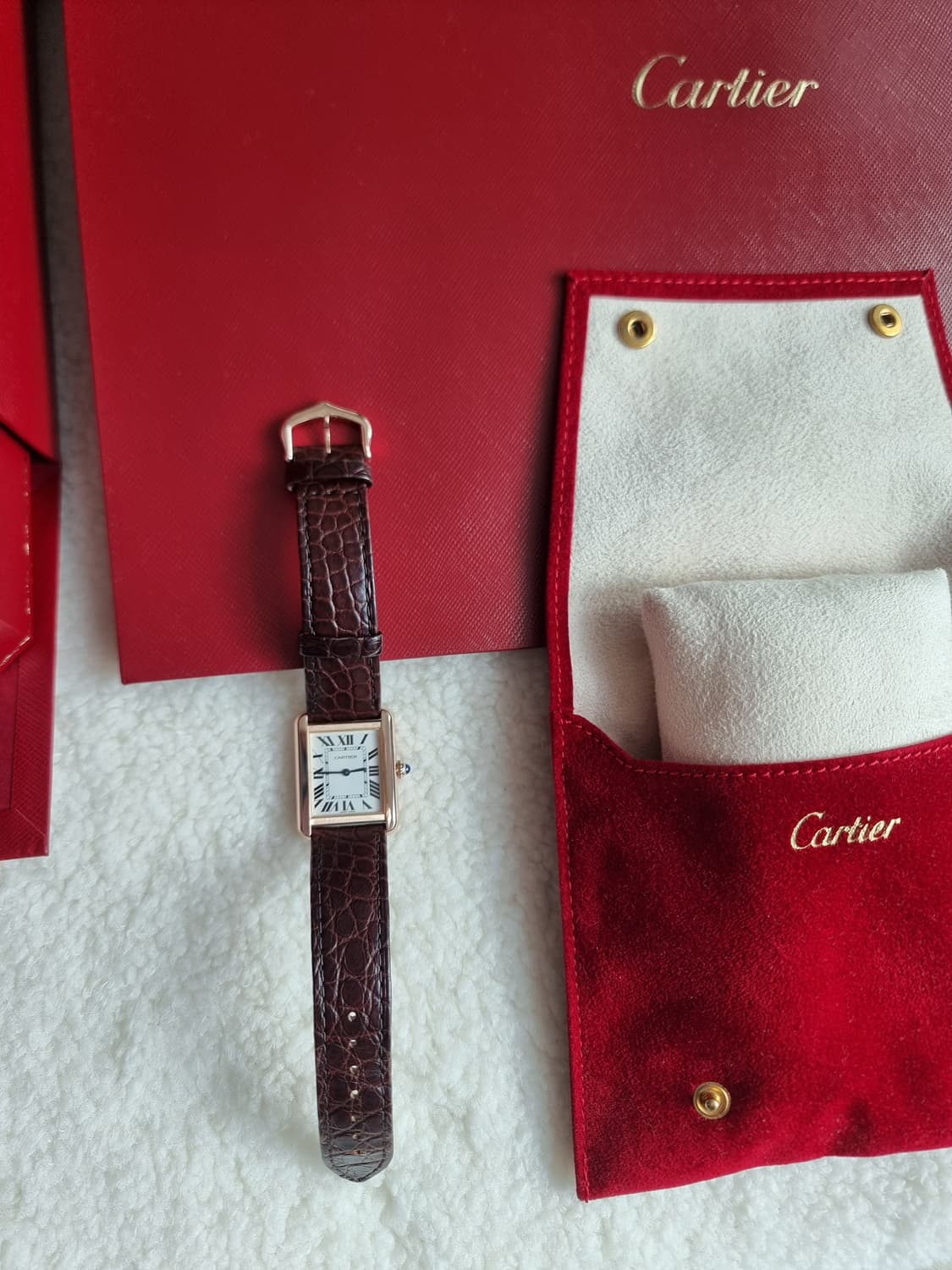 [까르띠에 풀세트] 탱크솔로 18K 로즈골드 SM 남여공용 시계 20년 상품이미지6