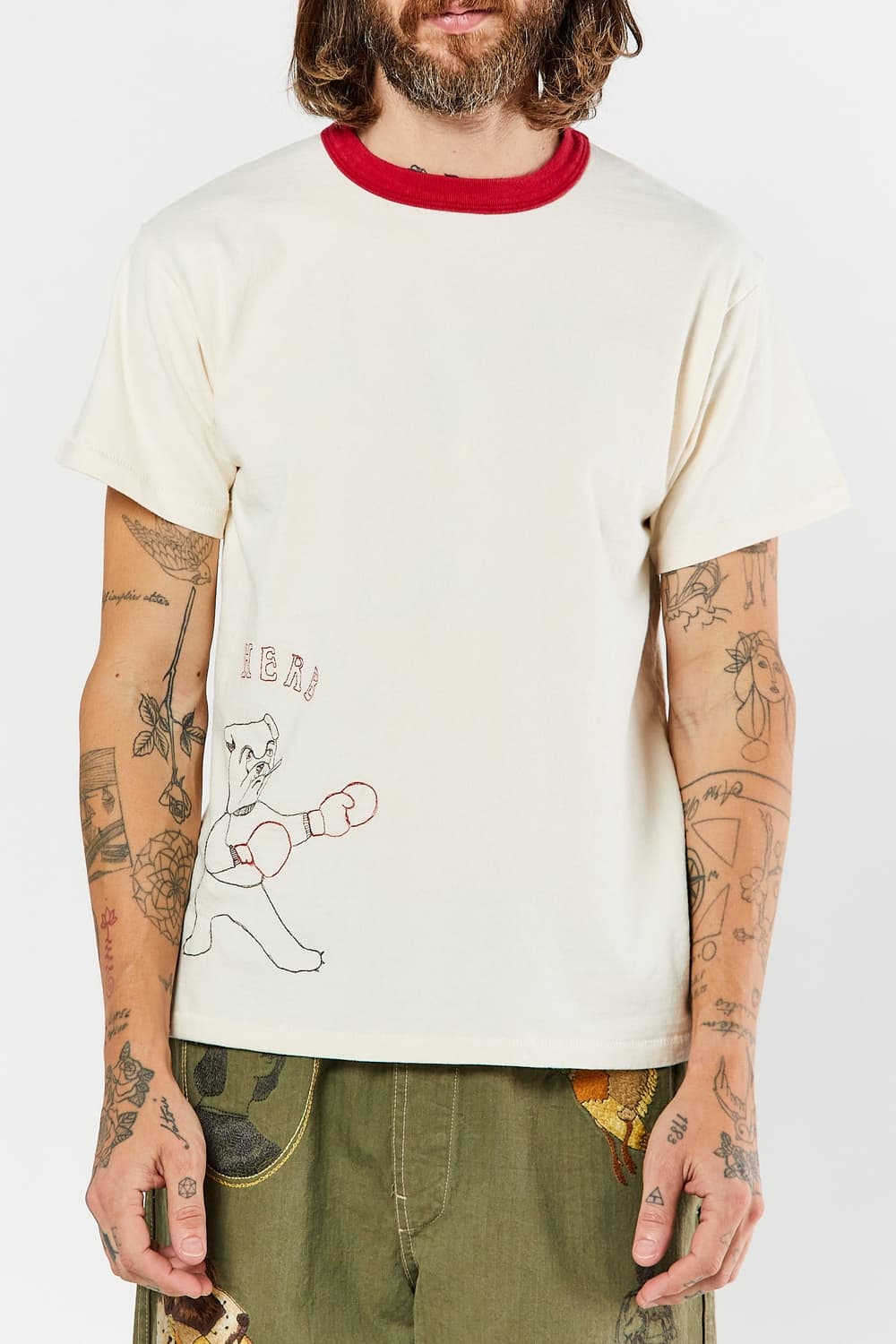 SAMUEL ZELIG BOXING TEE - NATURAL/RED 상품이미지2