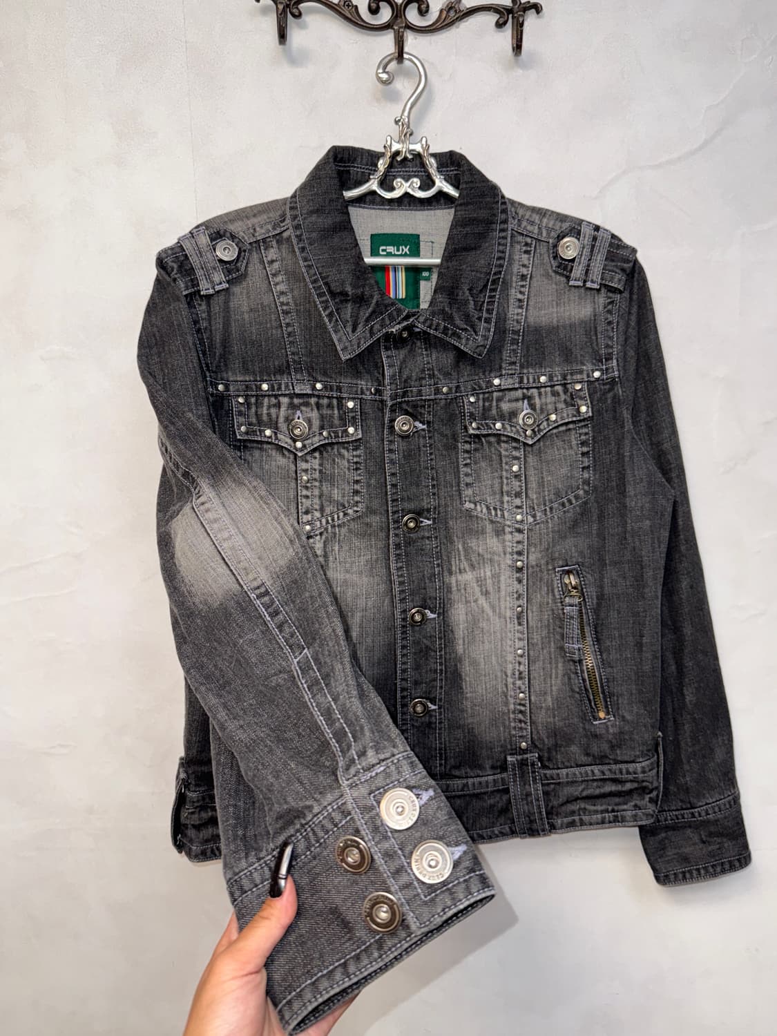 Washing black denim western stud jacket  상품이미지2