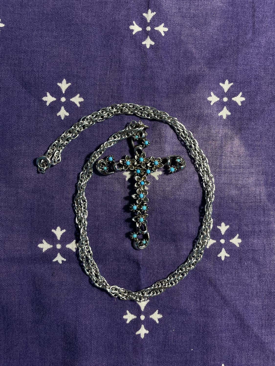  Vintage Silver Turquoise Cross Necklace 상품이미지5