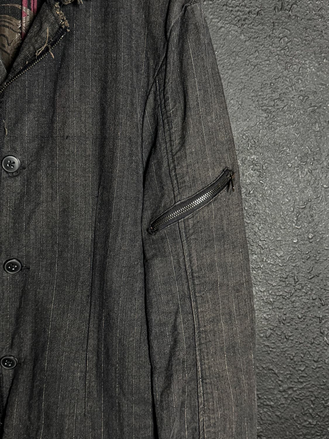 Gray denim pinstripe cut-off jacket  상품이미지3