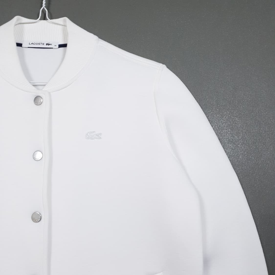 라코스테 크록 네오프렌 스냅 버튼 바시티 스타디움 자켓 화이트 여성 95 상품이미지2