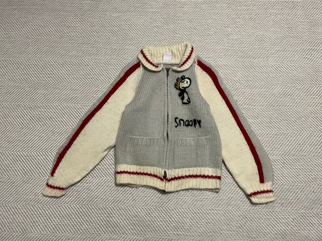 피너츠 x 스누피 파일럿 캐나다 해비 울 니트 집업 J03267 상품이미지4