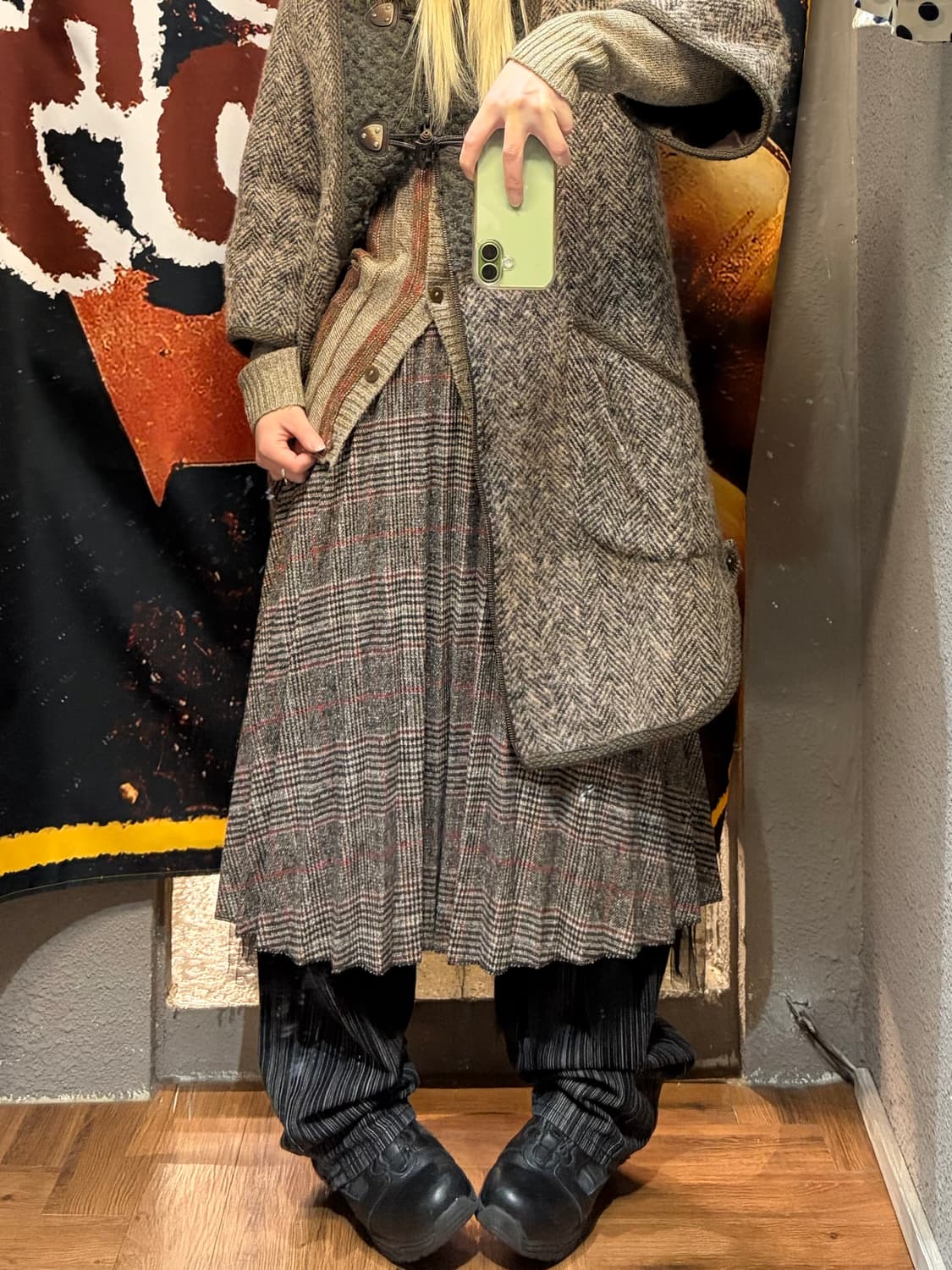 빈티지 샤 체크 플리츠 스커트 상품이미지6