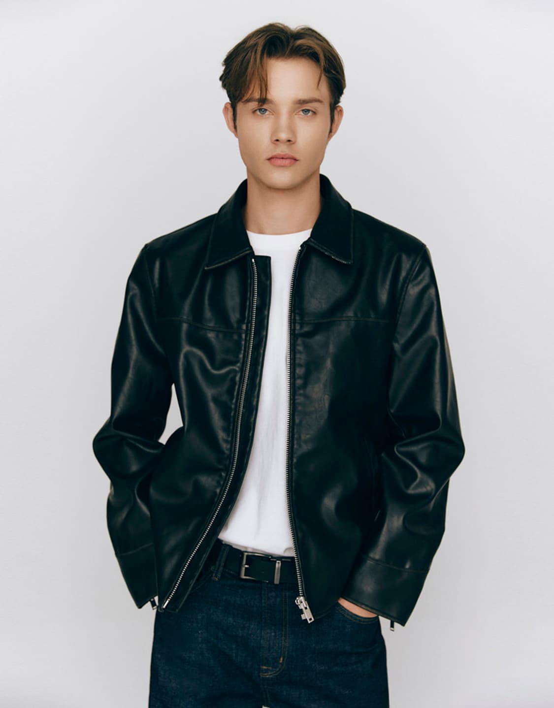 지오다노 변우석 페이크레더 자켓 L (새제품) 상품이미지3