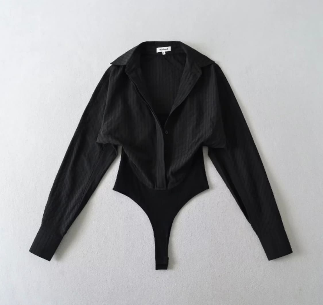 블랙 셔츠핏 슬림 바디수트 상품이미지2