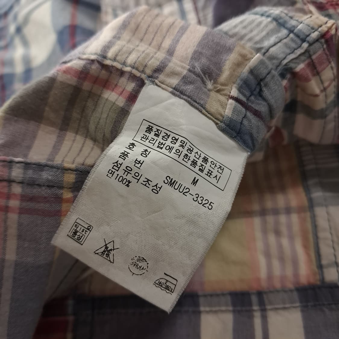 CK212 M 폴로 00s 패치워크 마드라스체크 반팔 셔츠 남방 상품이미지5