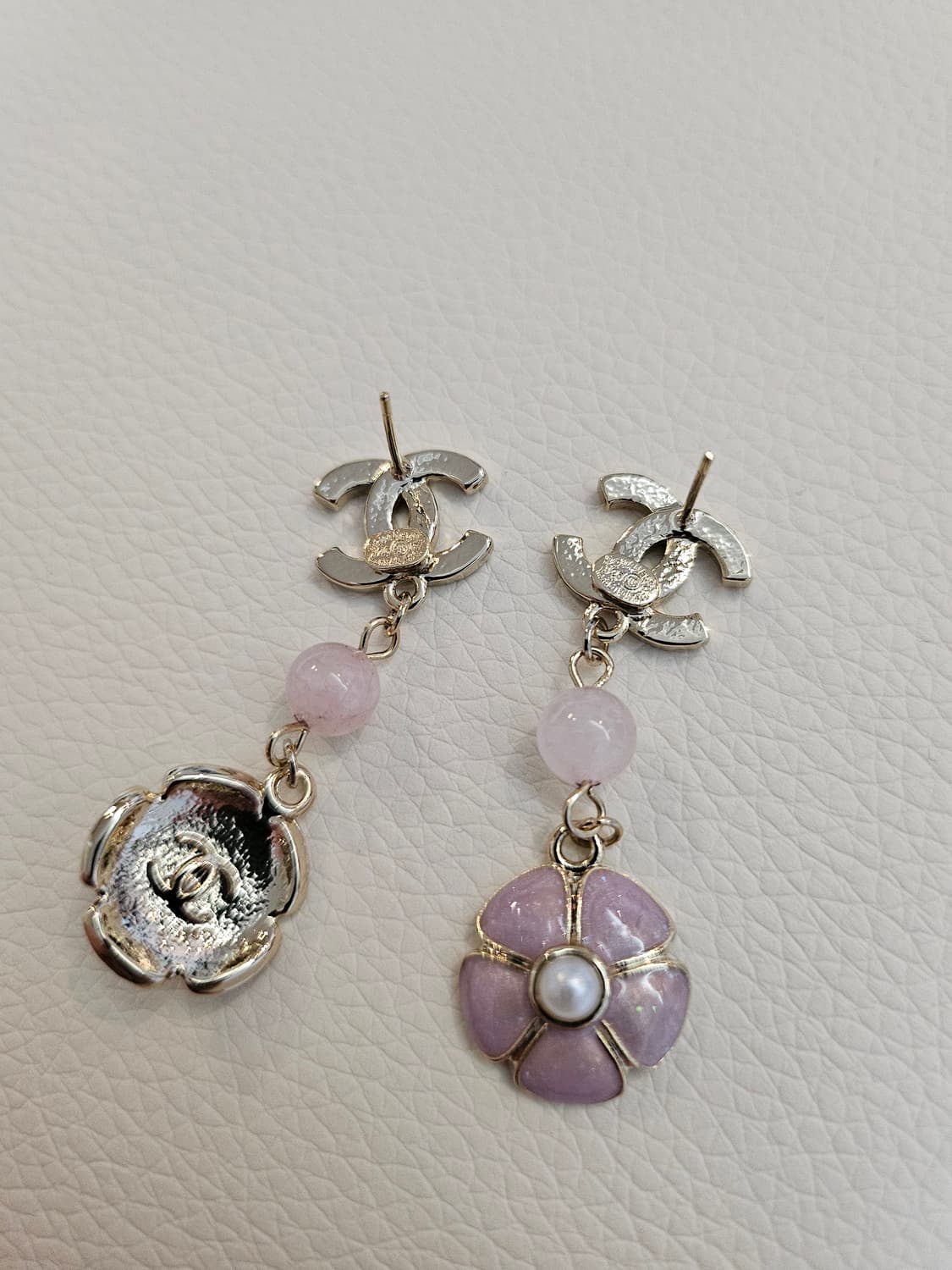 샤넬 핑크플라워 큐빅CC 드롭귀걸이  업사이클링 상품이미지6