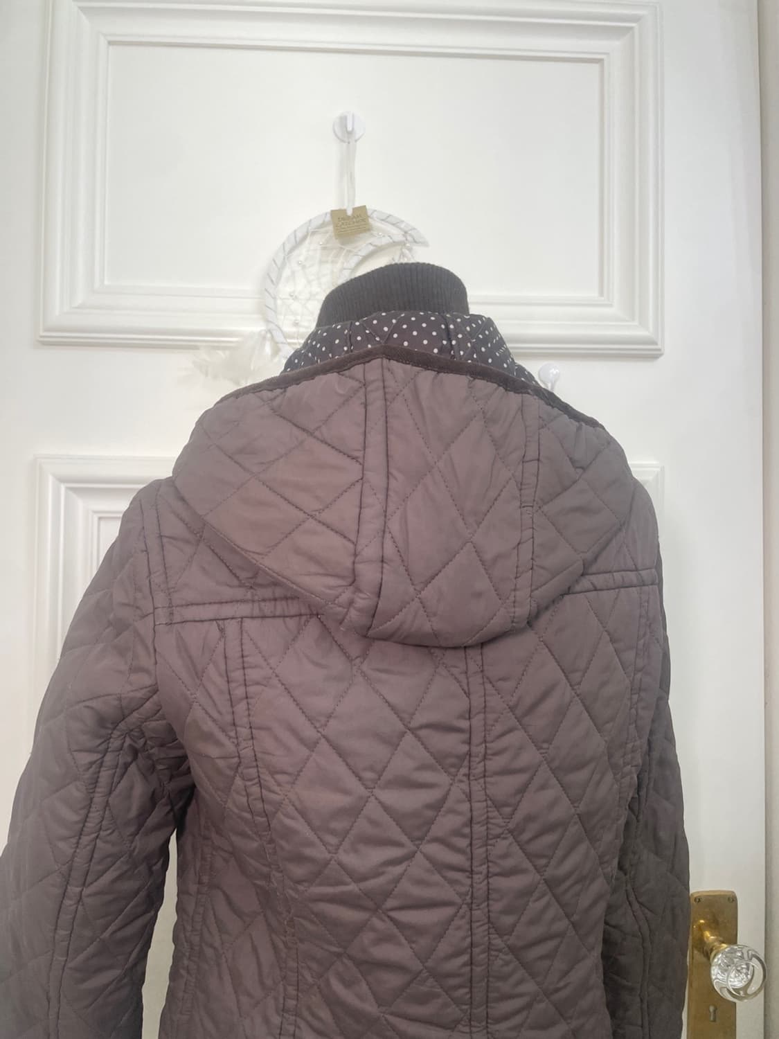brown hoodie dot quilting jacket(size-M) 상품이미지4