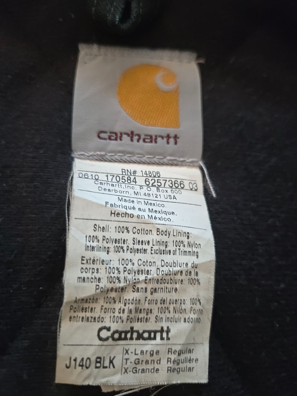 칼하트액티브자켓j140 XL  상품이미지5