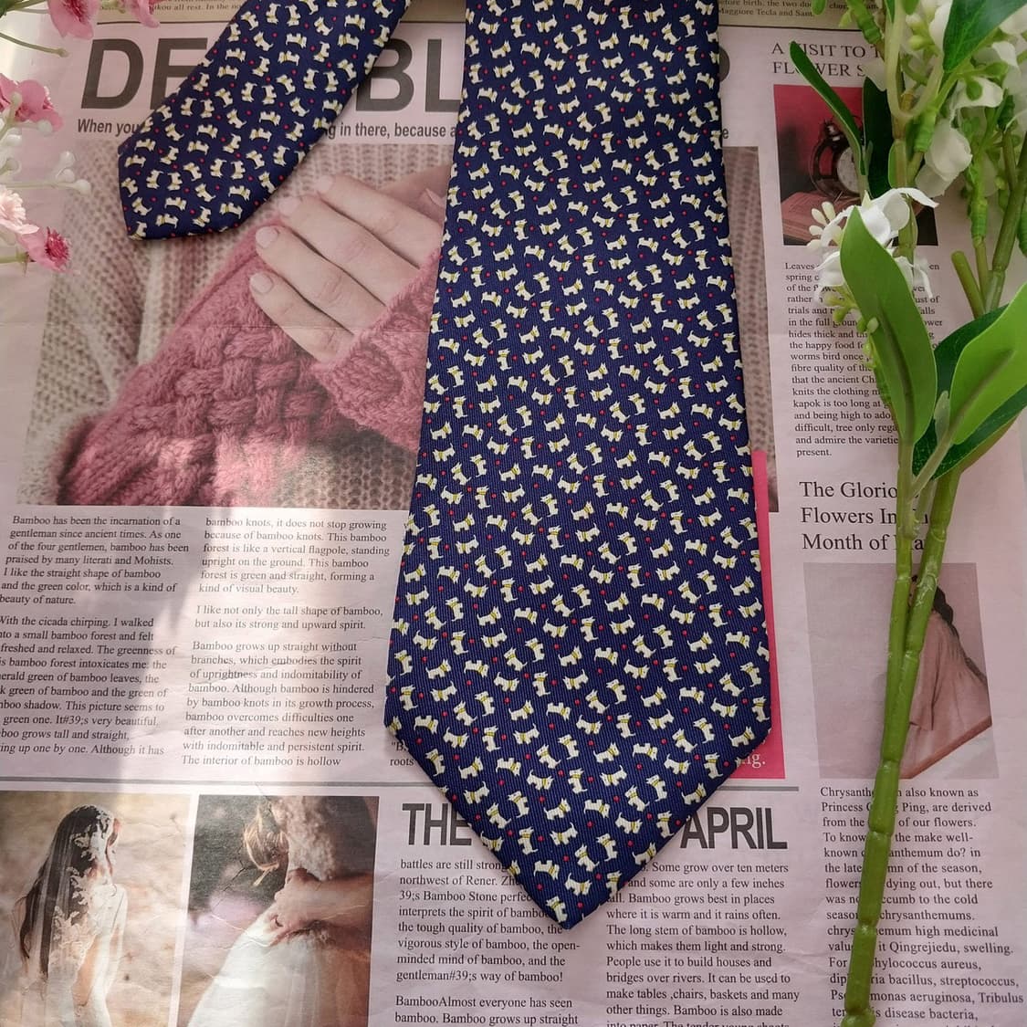 페라가모 실크 네이비 강아지 패턴 넥타이 8.9cm A+등급 K1698
 상품이미지5