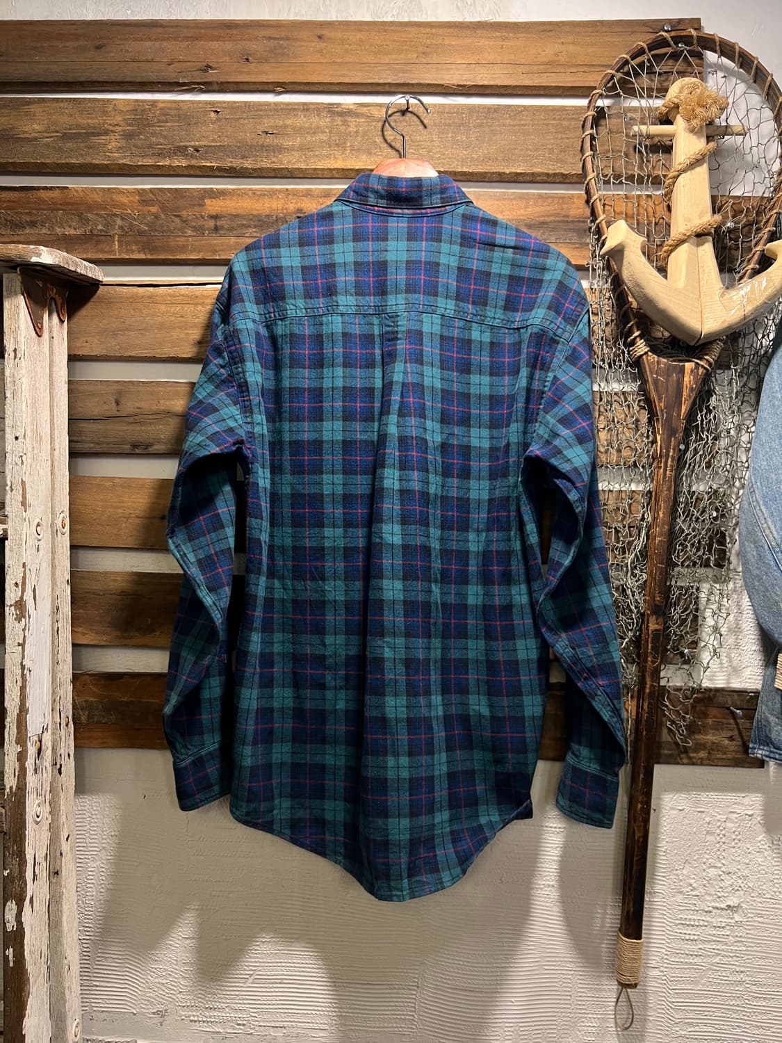 [S]90's L.L.Bean 엘엘빈 USA Made 그린 타탄체크 셔츠 상품이미지8