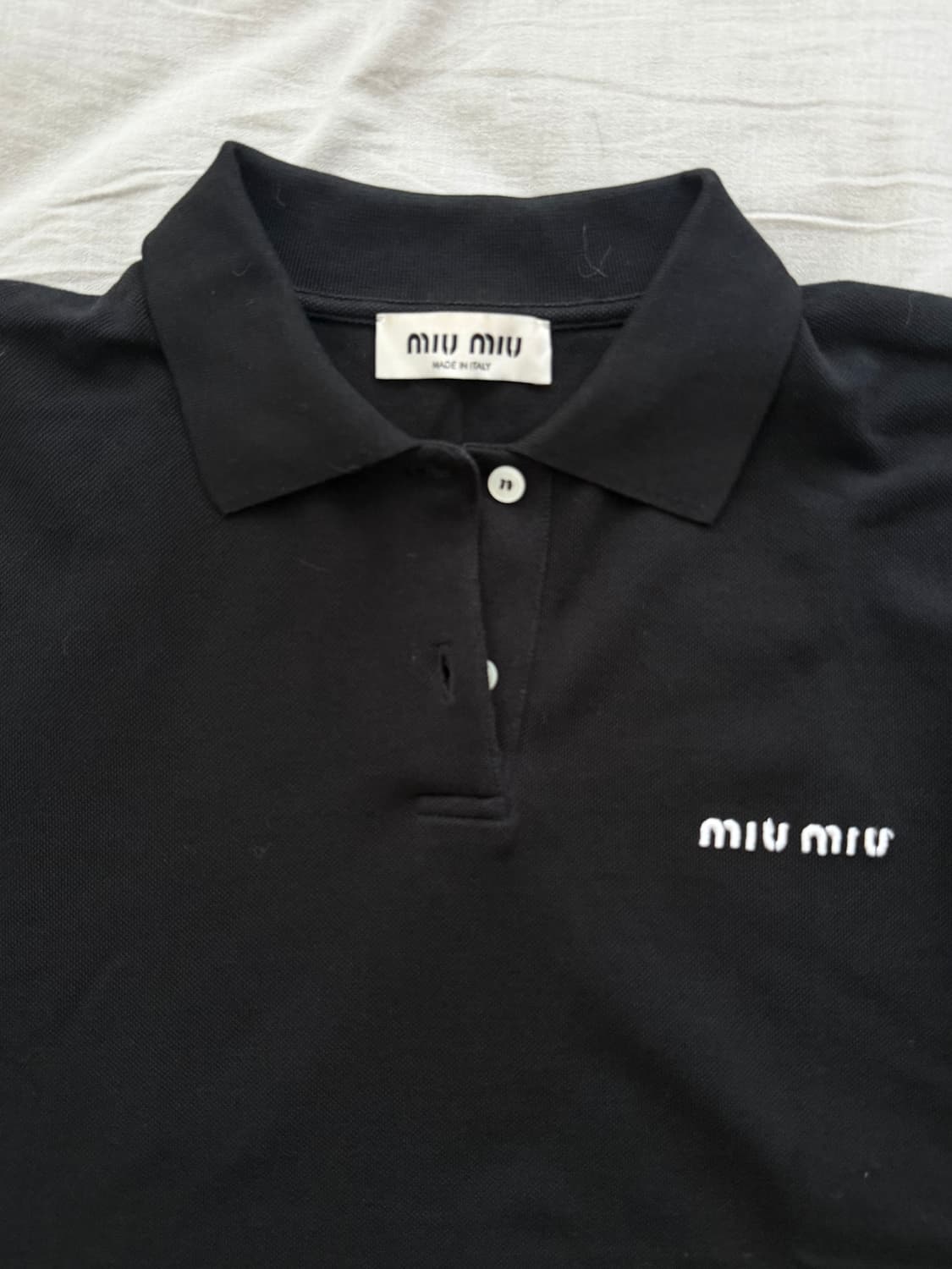 미우미우 코튼 피케 폴로 셔츠 블랙 m 상품이미지1
