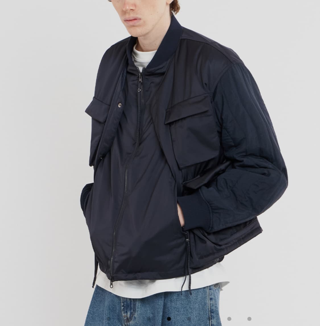 [새상품]언어펙티드 패디드 레이어드 플라이트 자켓 네이비 상품이미지3