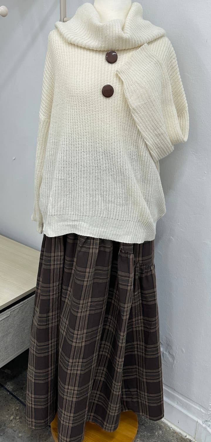 ❄️사와코의 데이트 코디세트❄️ 하프 니트 체크 롱치마 그런지 히피 상품이미지7