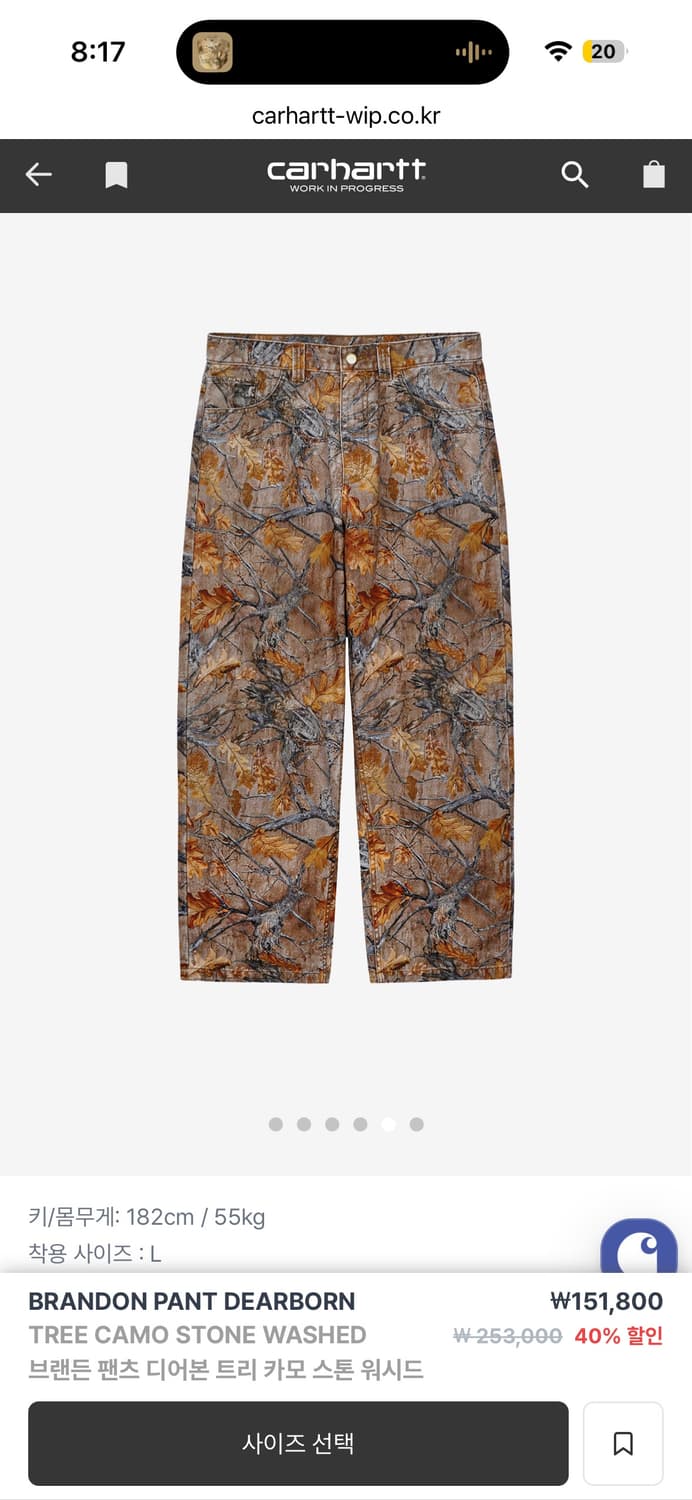 칼하트 브랜든 팬츠 디어본 트리 카모 상품이미지1