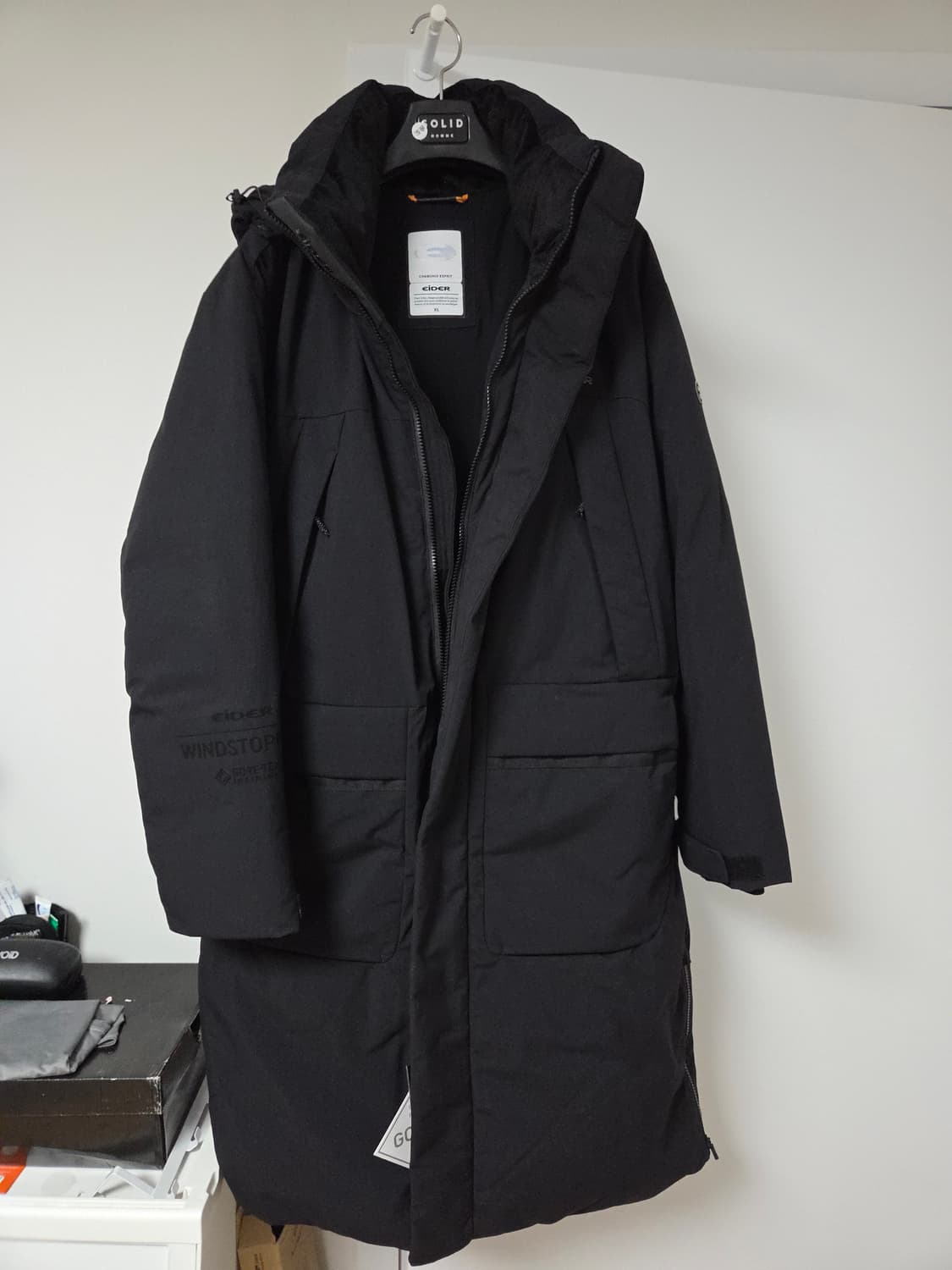 [새상품] 아이더 이누이트 고어 윈드스토퍼 구스다운 롱패딩 블랙 105 상품이미지2