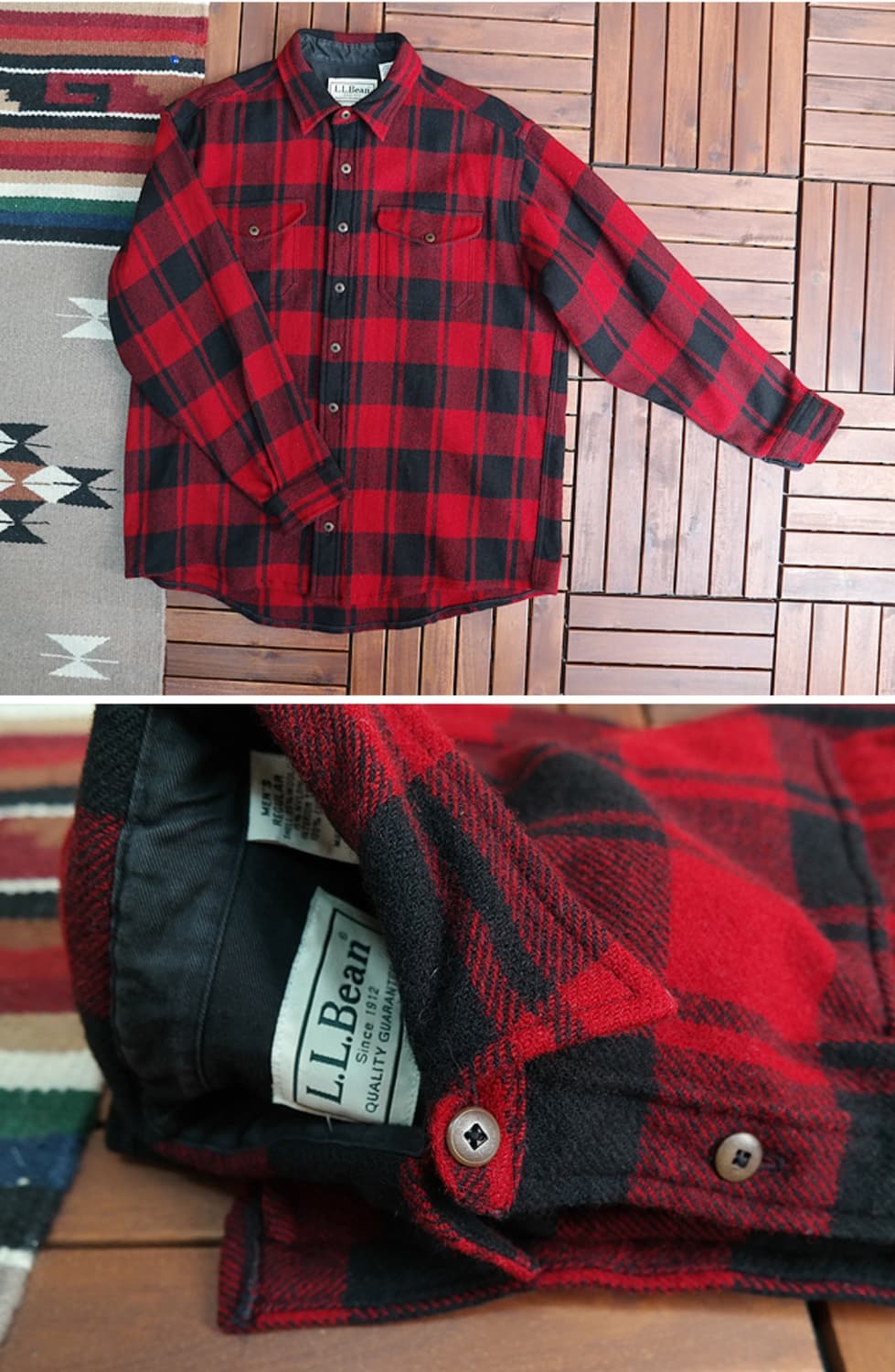 미국산 L.LBEAN 엘엘빈 두툼한 빈티지 울 체크남방 상품이미지3