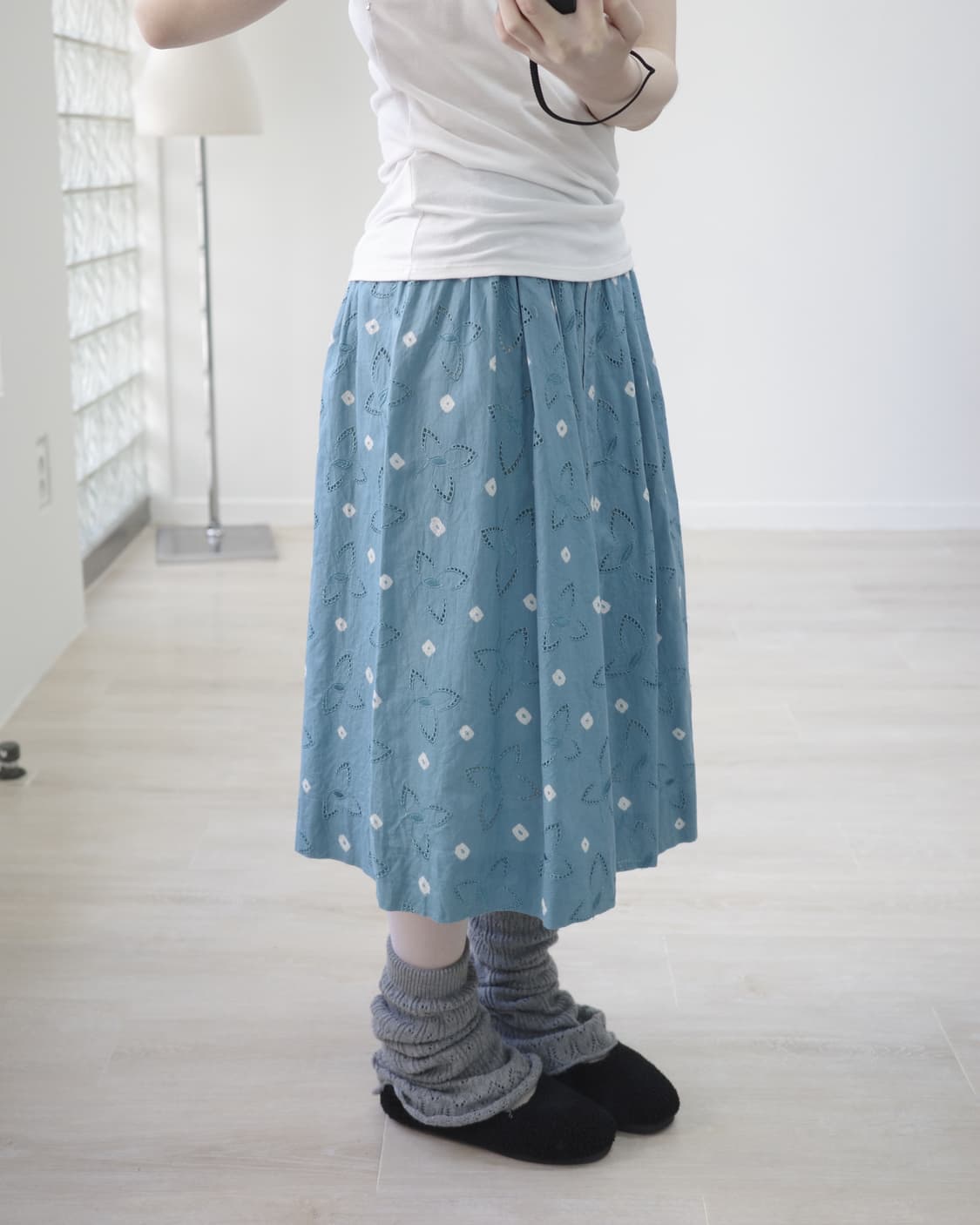 Blue punching skirt 상품이미지1