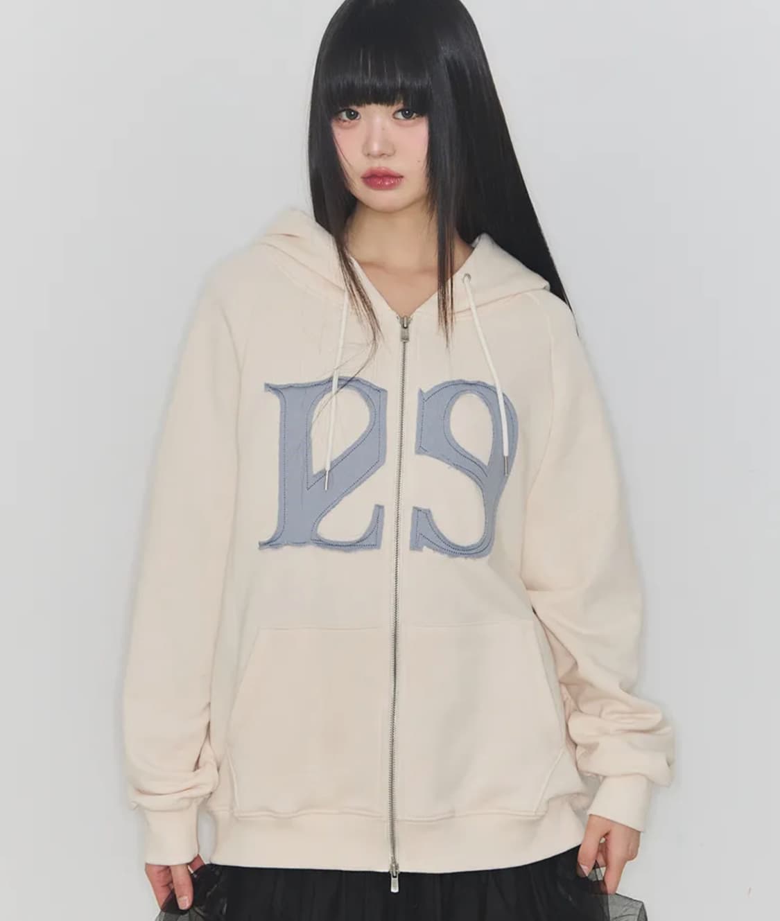 일리고 129 로고패치 후드집업 크림M 상품이미지1