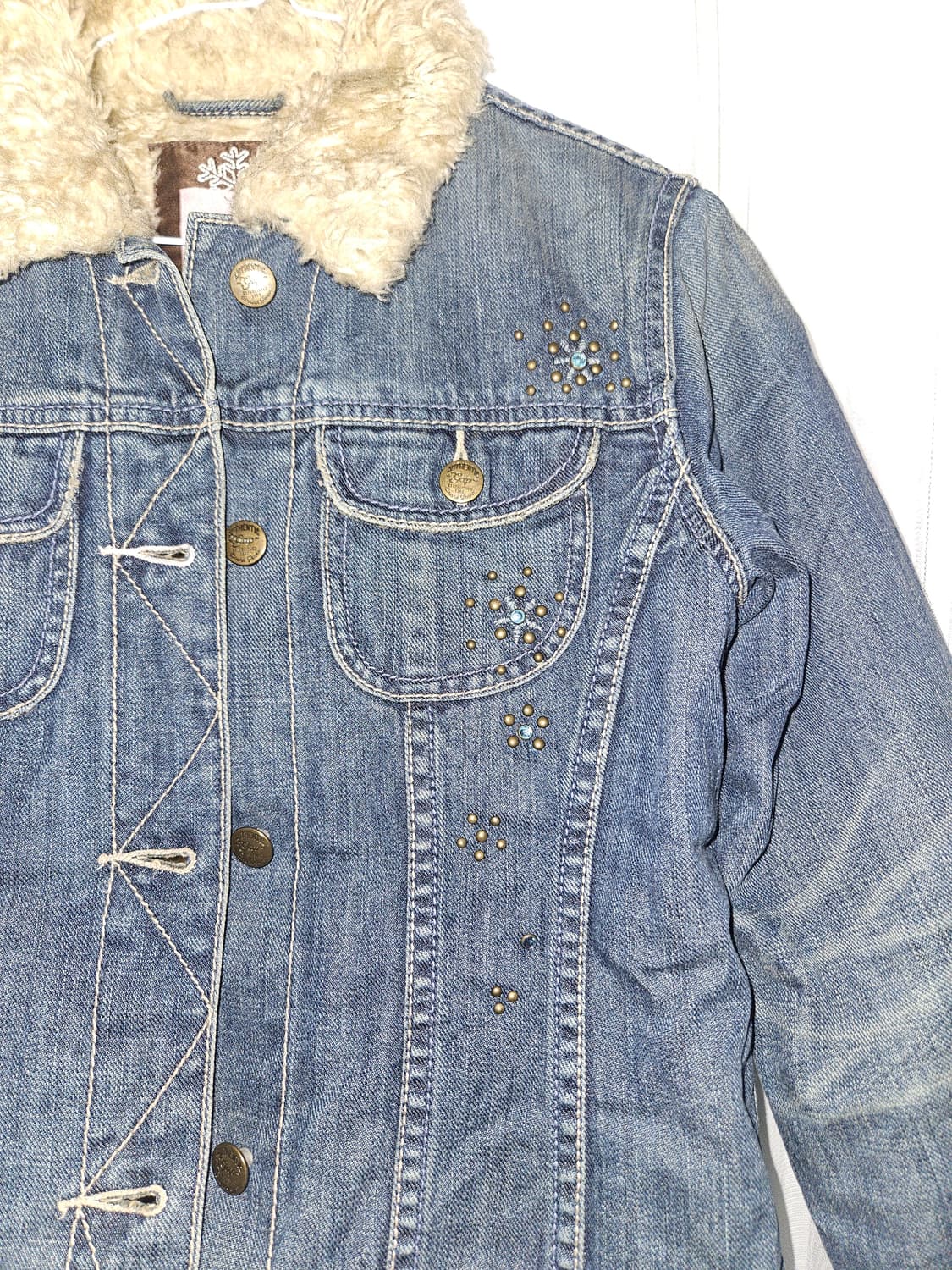 authentic gap 퍼 트리밍 젬스톤 데님 자켓 상품이미지2