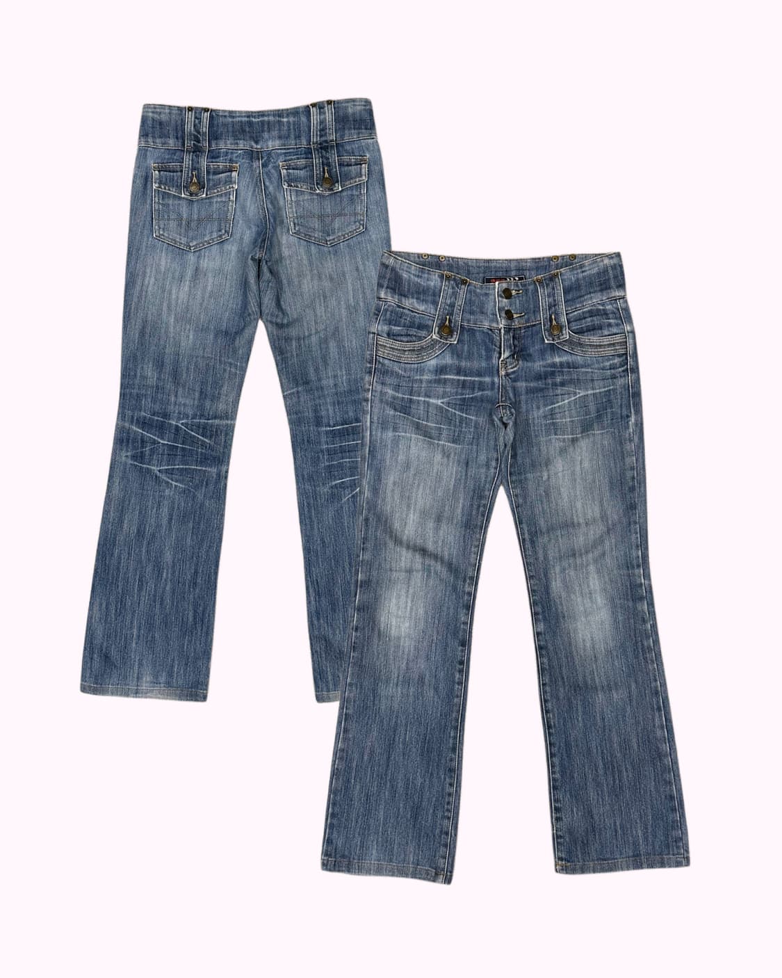 double button low-rise boots-cut jean 상품이미지1