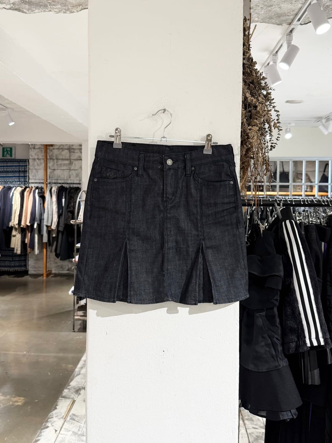 폴로 진스 흑청 플리츠 미니 스커트  상품이미지1