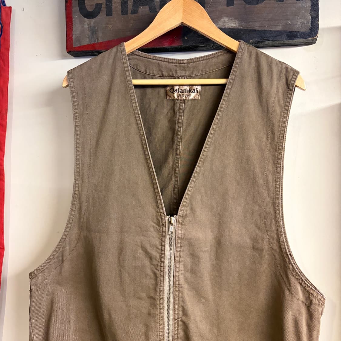 Qalamkali Zip Work Vest Brown 상품이미지2