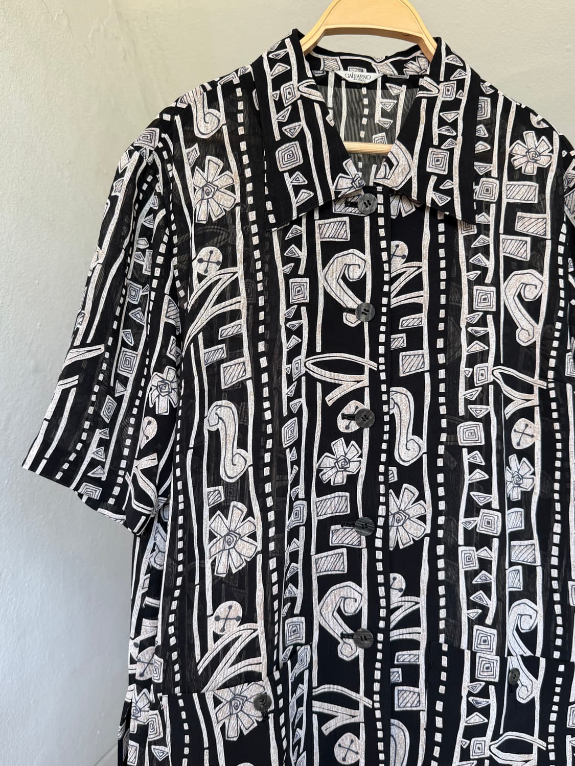 에스닉 패턴 반팔 롱셔츠 상품이미지2