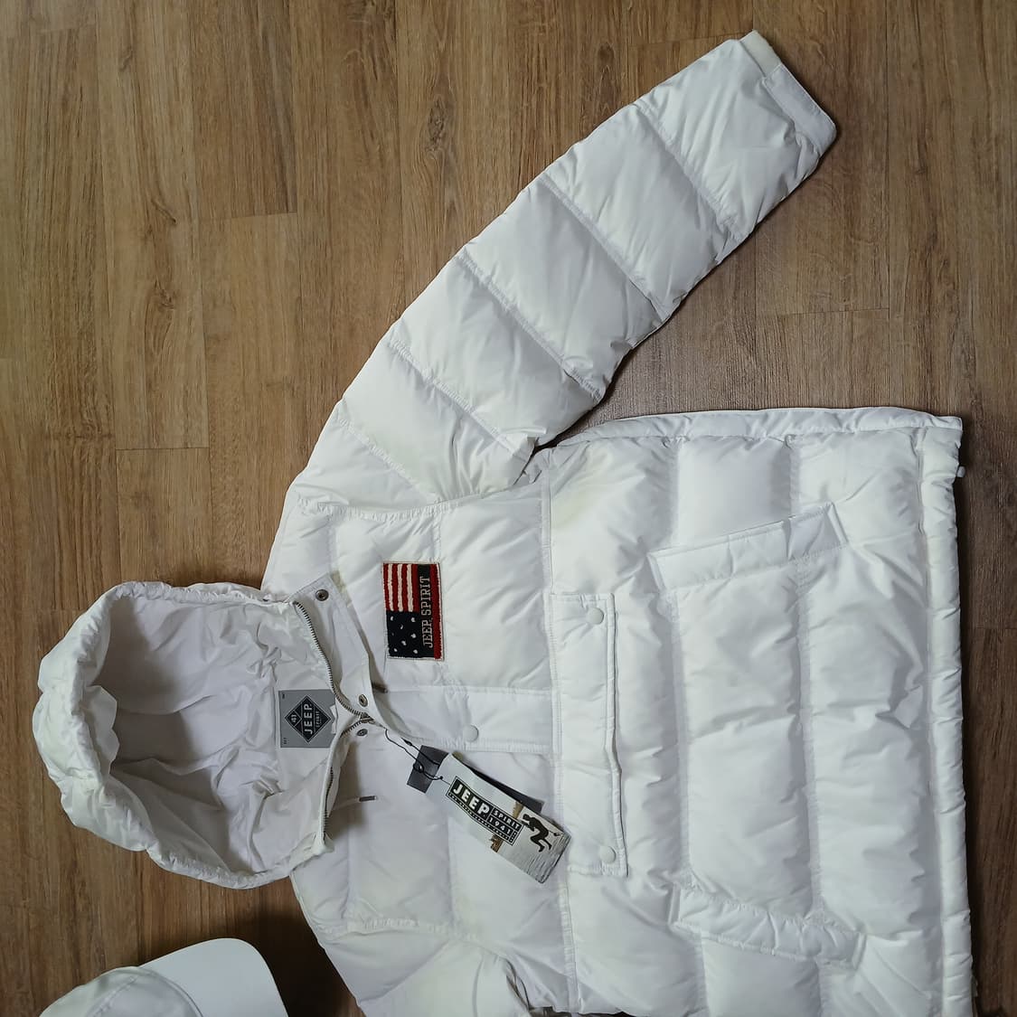 택붙은 미사용 jeep 지프 성조기 아노락 덕다운 패딩 자켓 겨울 상품이미지10
