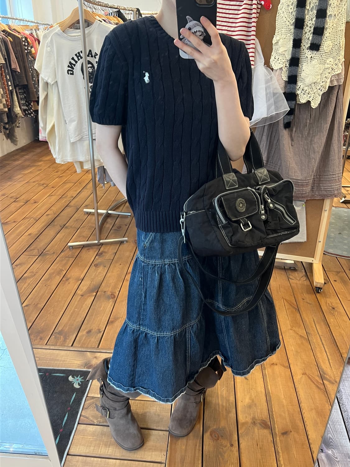 폴로 블랙 꽈배기 반팔 니트 상품이미지3