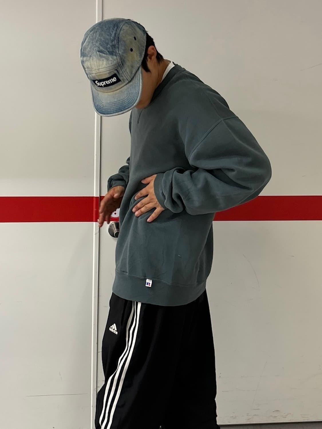 90s RUSSELL 올드스쿨 카키 스웻 맨투맨 상품이미지1