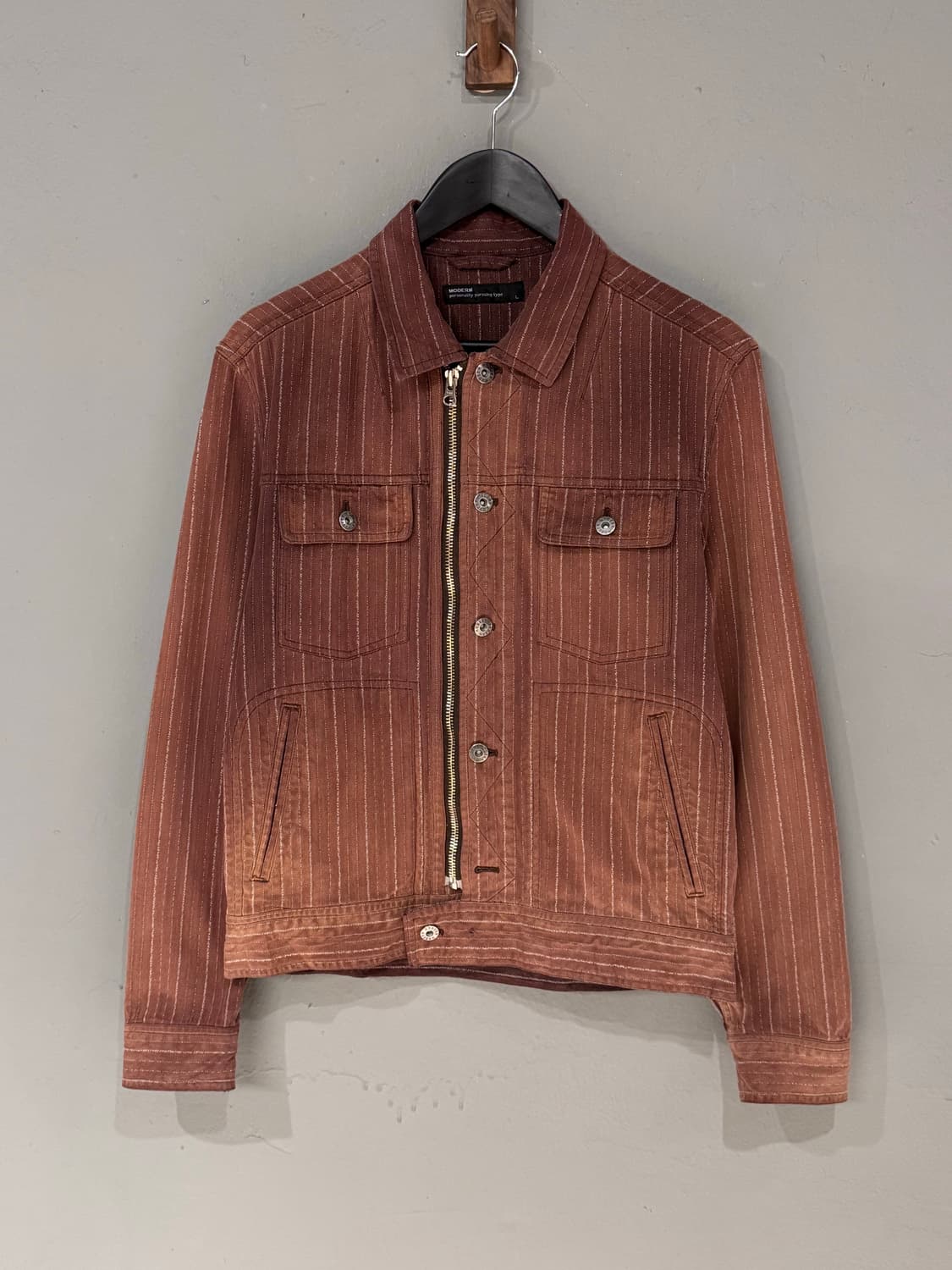 Moderm 워싱 핀 스트라이프 자켓 상품이미지1