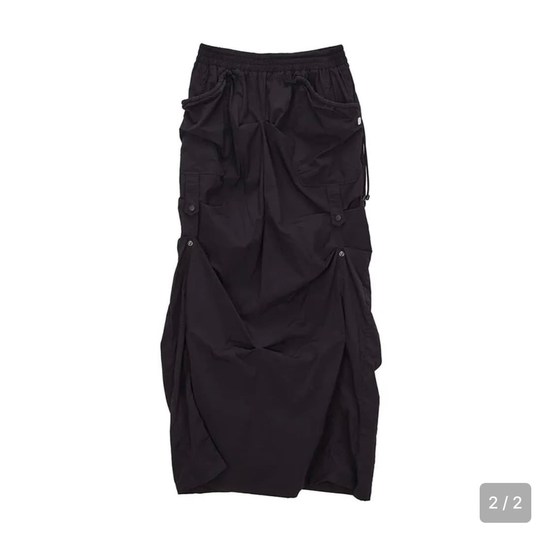 HYBRID SHIRRING MAXI SKIRT IN BLACK 상품이미지3