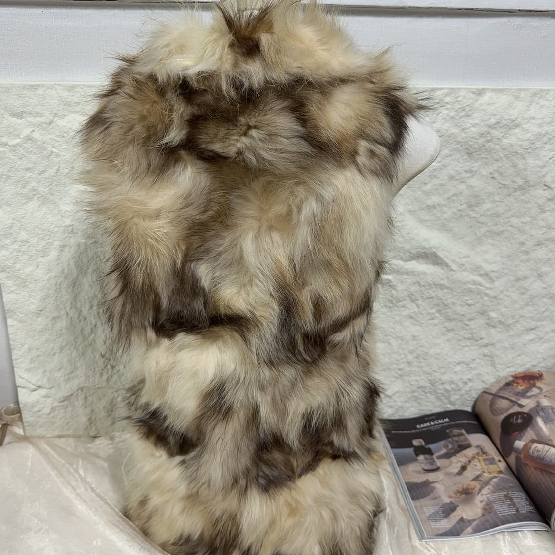 빈티지 원색 라쿤퍼 조끼 베스트 상품이미지4