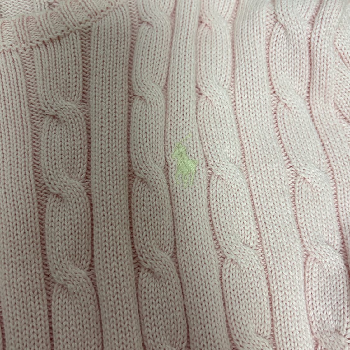 폴로 폴로랄프로렌 빈티지 연핑크 핑크 케이블 꽈배기 니트 판매 상품이미지3