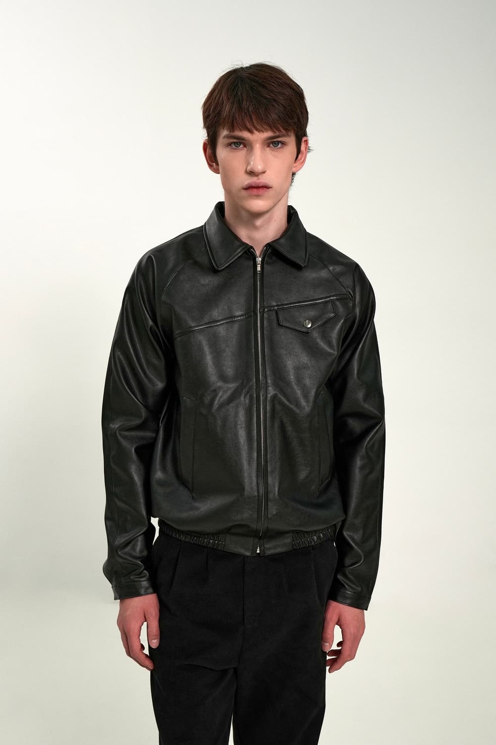 리젤서비스  SLANT JOIN LEATHER BOMBER 상품이미지1
