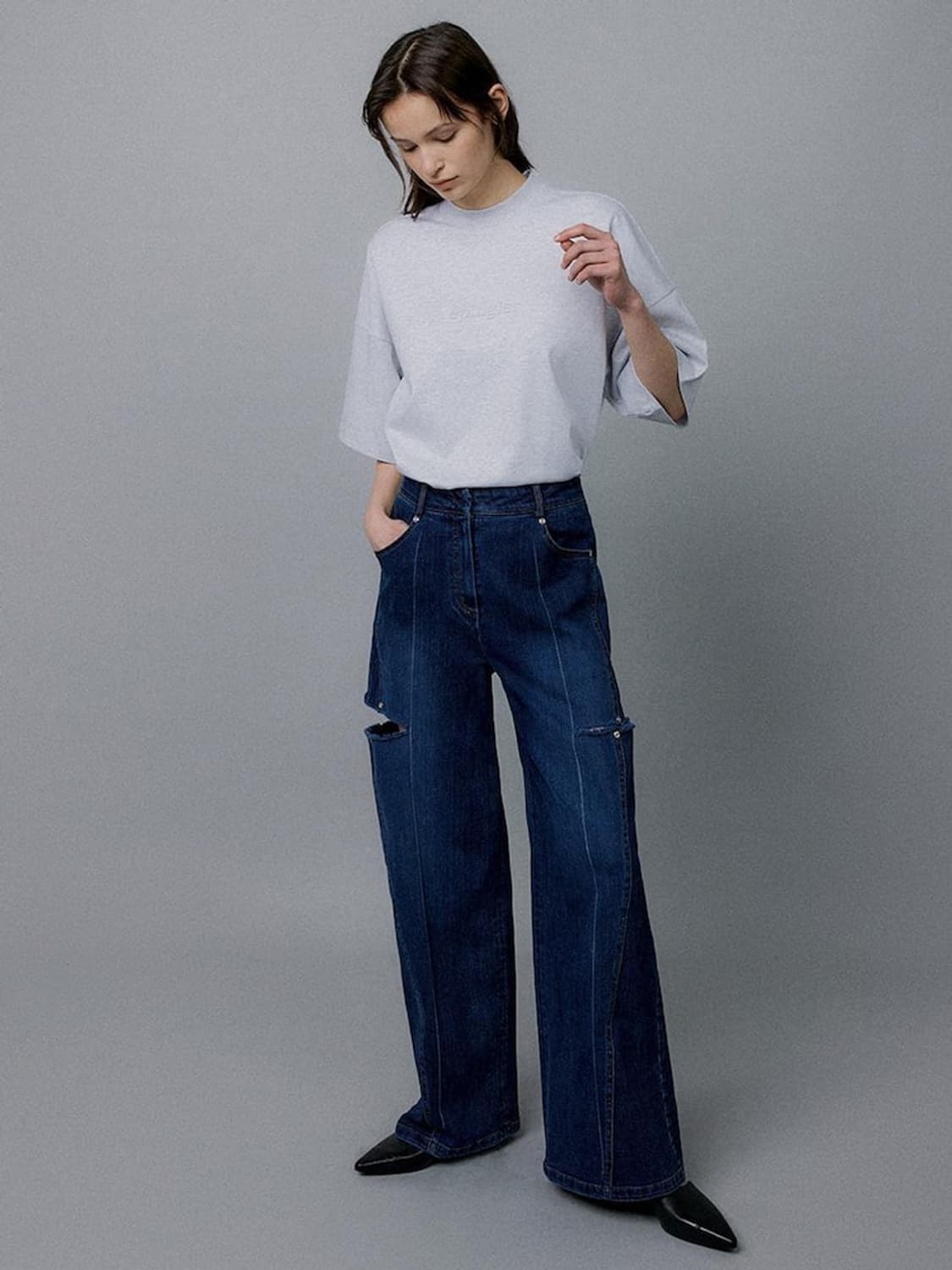 EPINGLER Side Cut Out Jean - Dawn Blue 상품이미지2