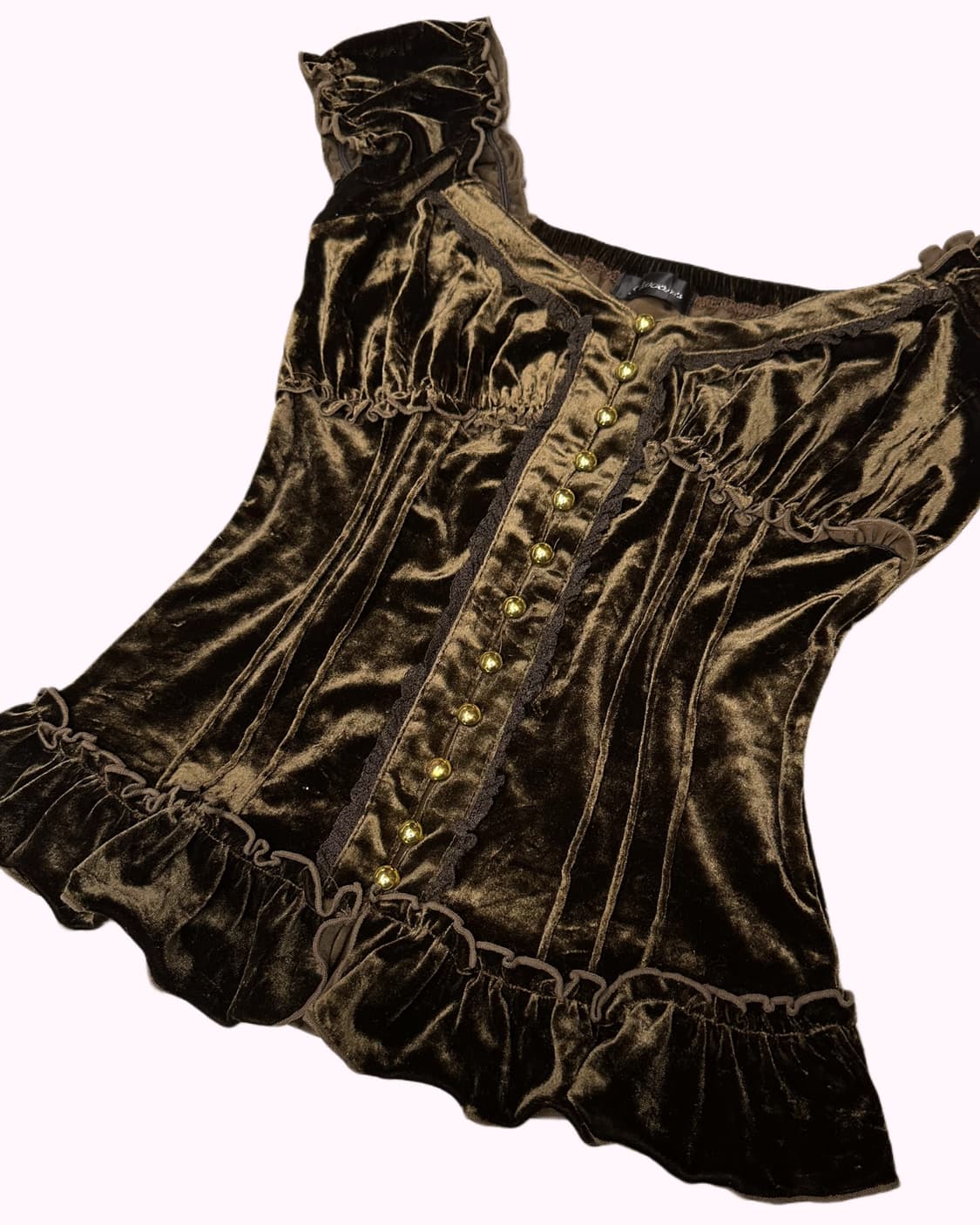 brown lace velvet top 상품이미지3