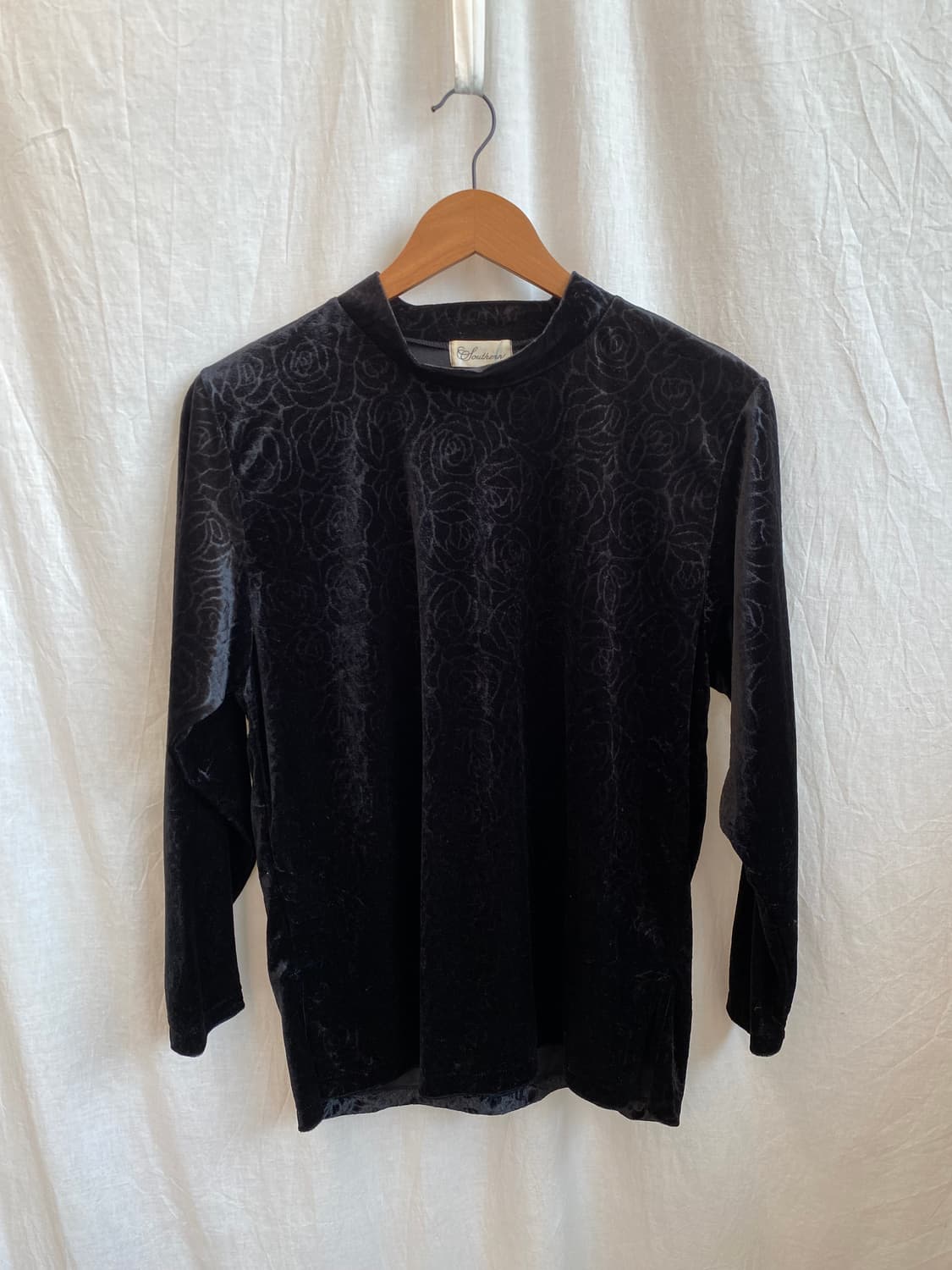 블랙 패턴 벨벳 탑(M-L) 상품이미지3