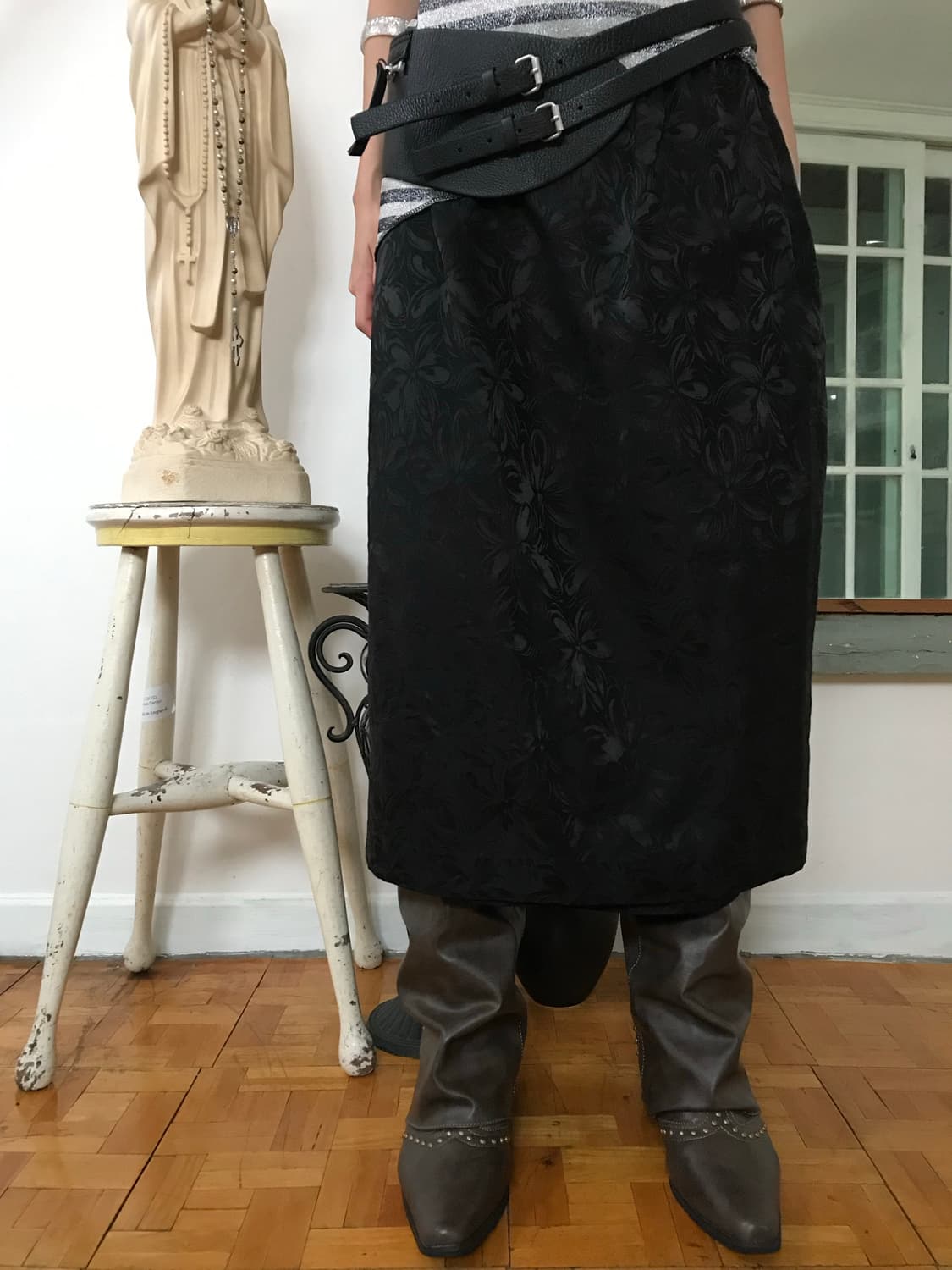 vintage pattern black skirt (29inch) 상품이미지1
